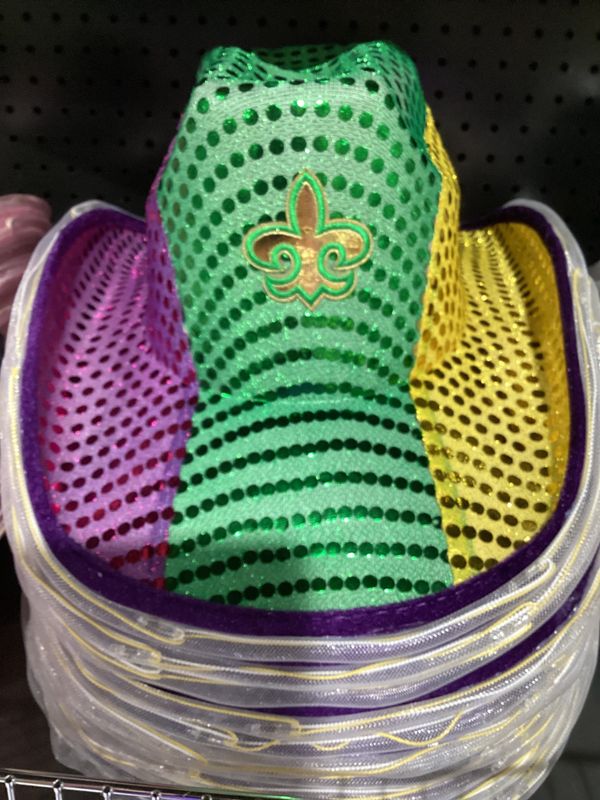 Purple, Green and Yellow LED Cowboy Hat with Fleur de Lis (Each)