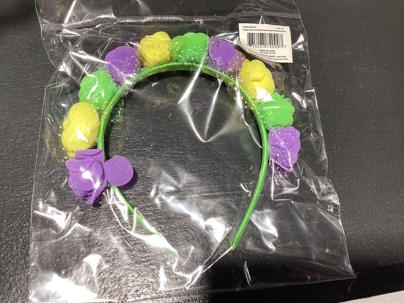 Purple, Green and Yellow Flower Wreath Headband (Each)