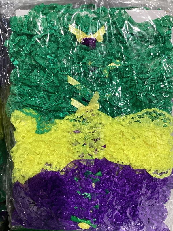 Purple, Green and Yellow Lace Garter (Dozen)