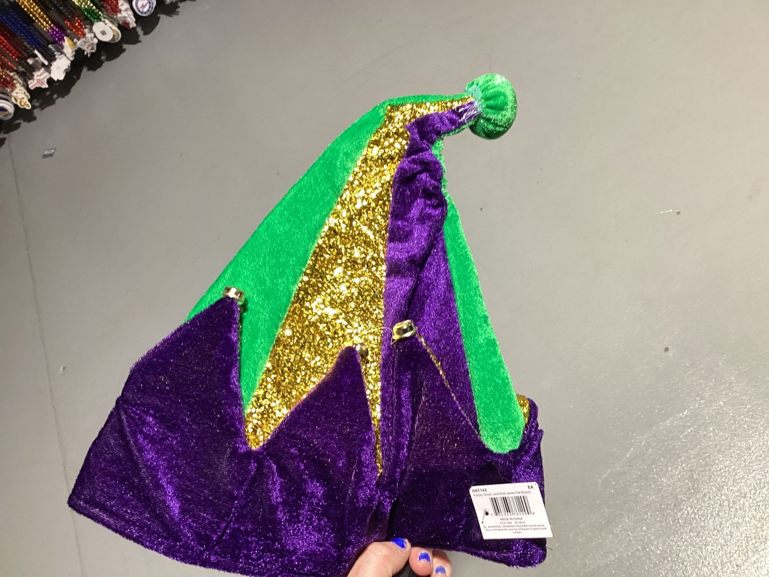 Purple, Green, and Gold Jester Hat (Each)