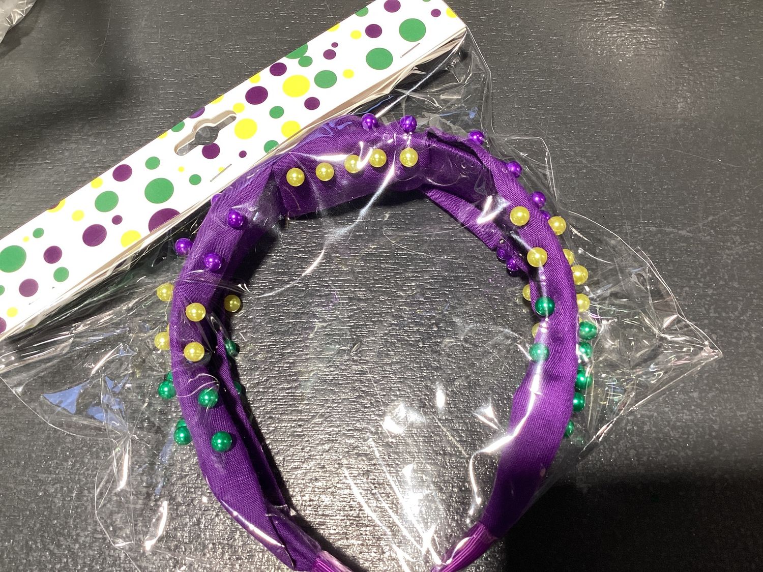 Purple, Green, and Gold Pearl Headband (Each)
