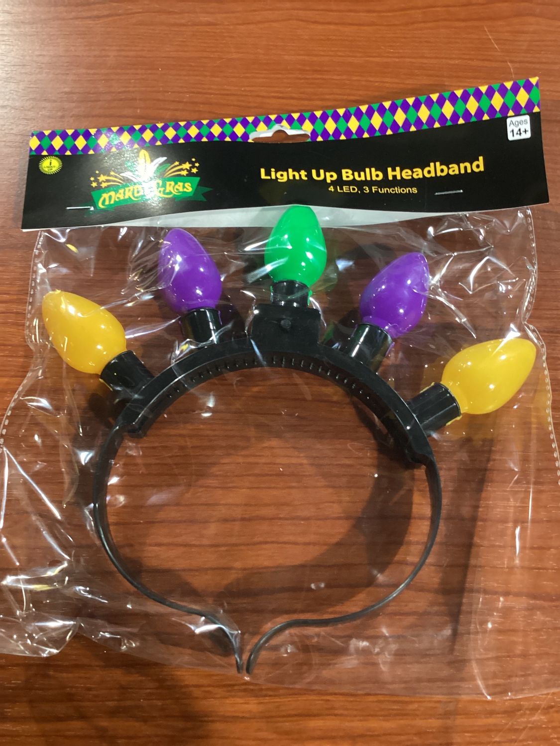 Purple, Green, &amp; Yellow LED Bulb Light-Up Headband (Each)