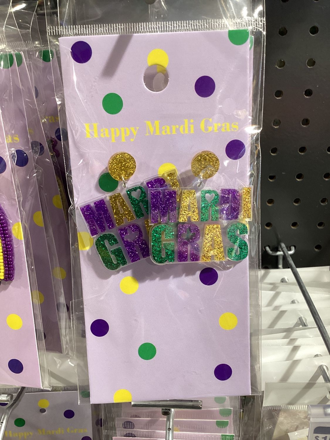 Purple, Green, and Gold Mardi Gras Acrylic Earring (Pair)