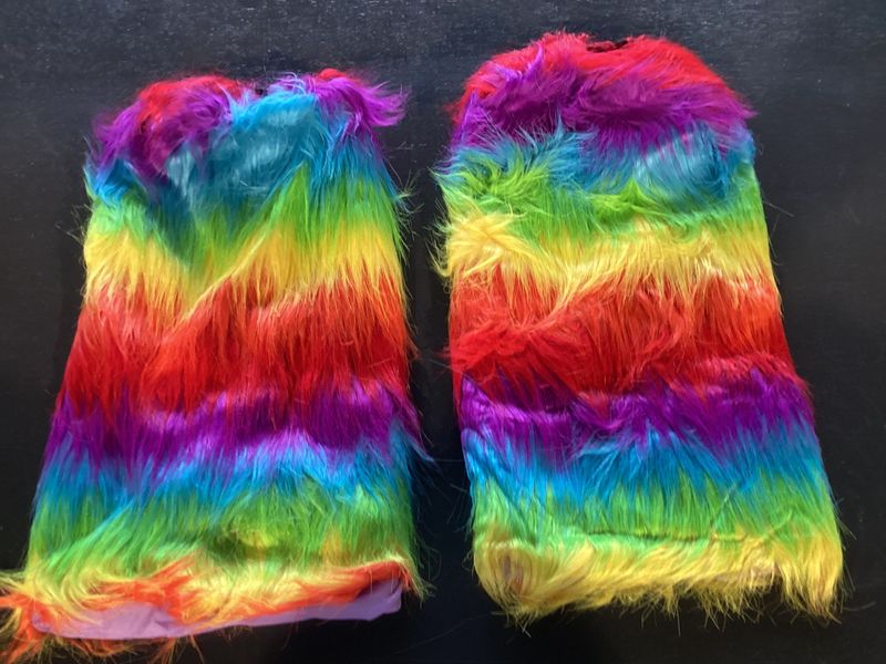 Rainbow Striped Fuzzy Leg Warmers (Each)