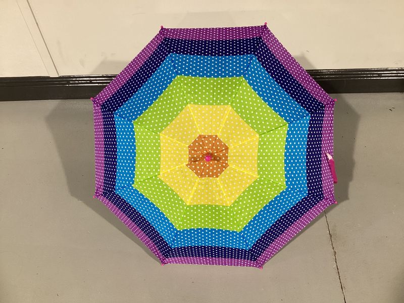 Rainbow Umbrella with White Polka Dots 19.5&quot; (Each)