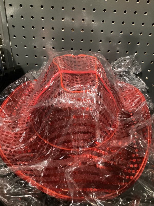 Red Sequin LED EL Wire Cowboy Hat (Each)