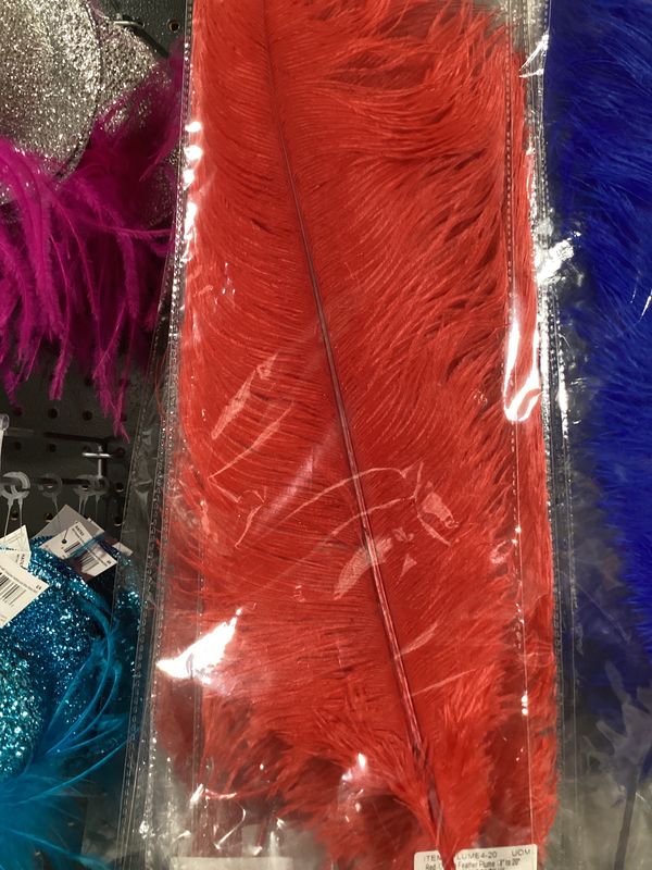 Red Ostrich Feather Plume 18" to 20" (Each)