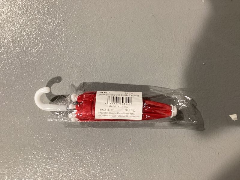 Red Umbrella with Ruffle 5&quot; (Each)