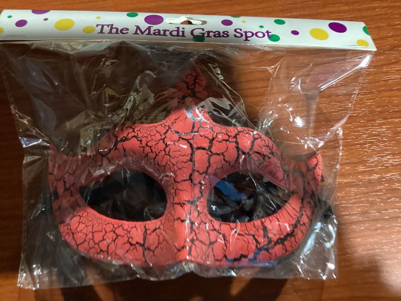 Red with Black Crackle Mask with Ribbon Tie (Each)