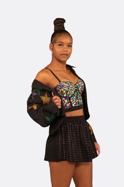 Rhinestone Bustier - Black M/L