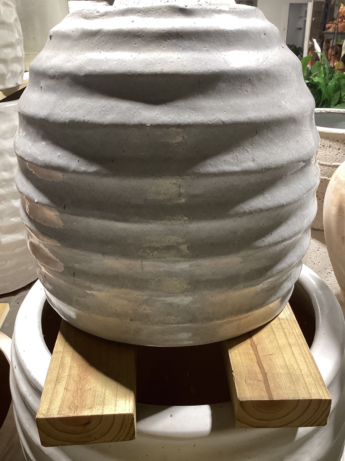 Rippled Egg Planter, White - Medium