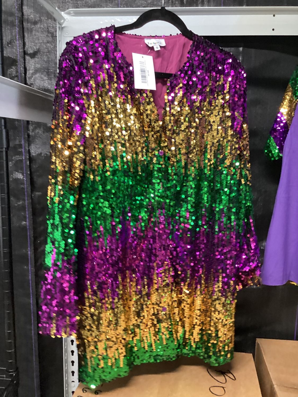 Sequin Mardi Gras Color Block Cardigan - Medium (Each)