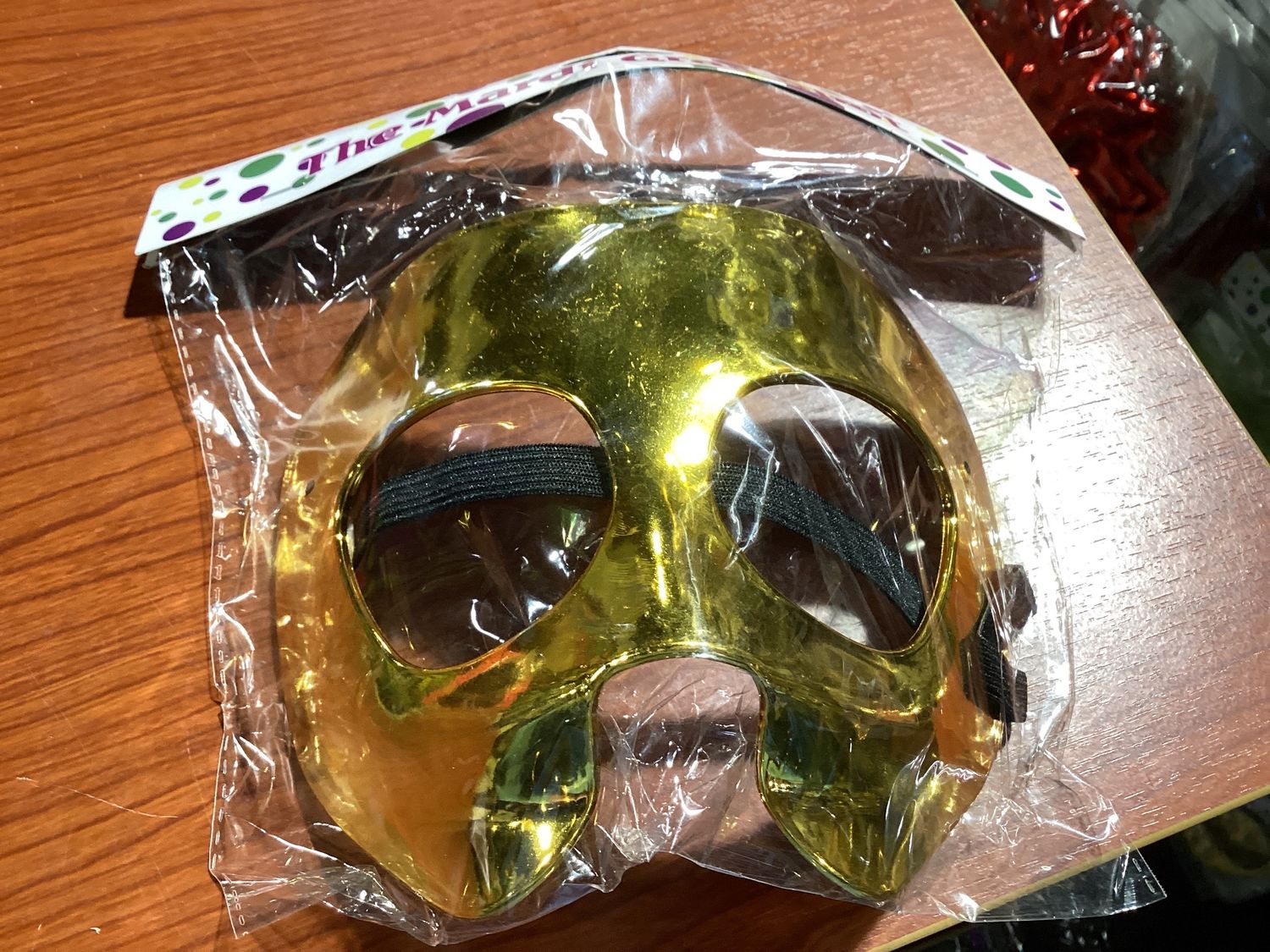 Shiny Gold Mask with Black Elastic (Each)