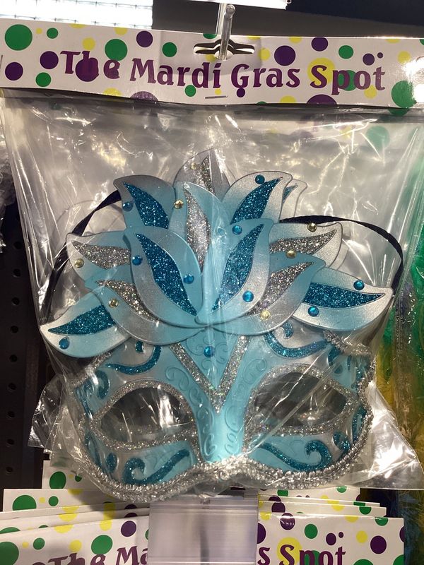 Silver and Blue Ornate Mask with Jewels (Each)