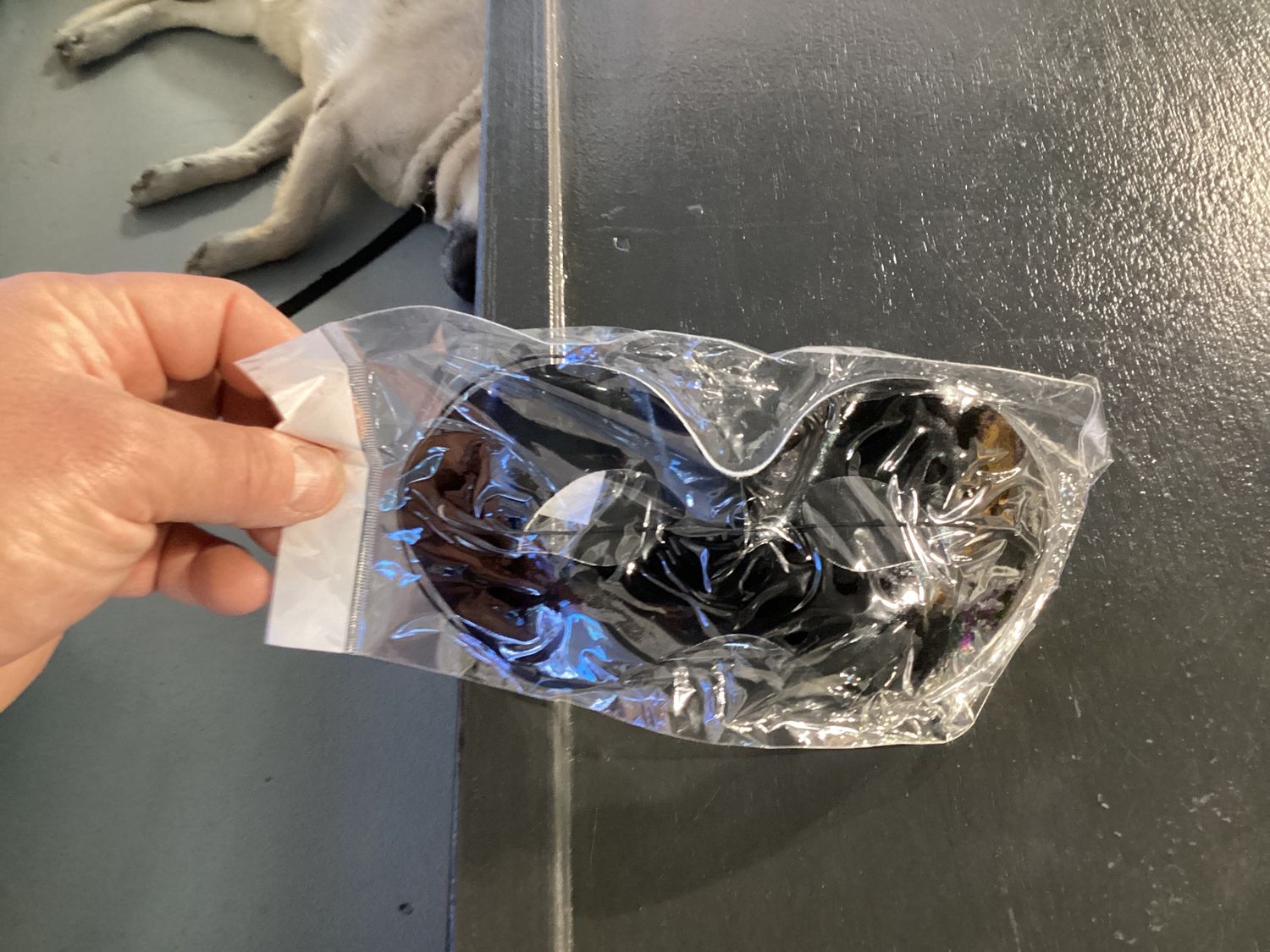 Shiny Black Masquerade Mask with Elastic Band (Each)