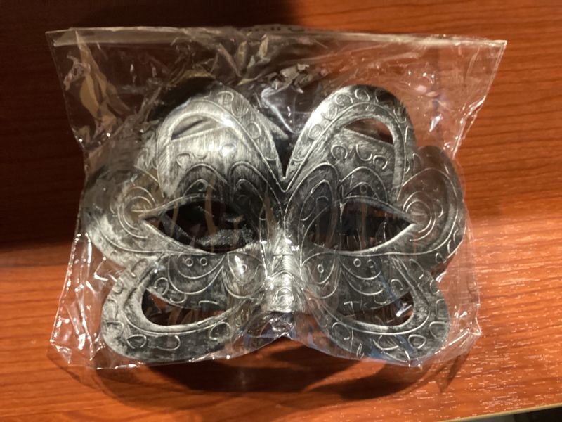 Silver Decorated Mask with Ribbon Tie (Each)