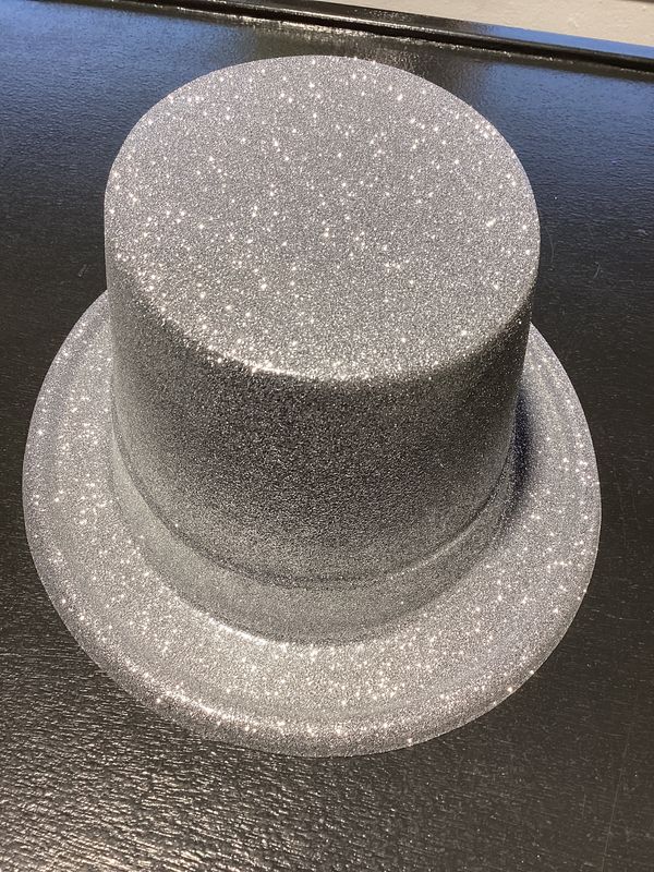 Silver Glittered Top Hat (Each)