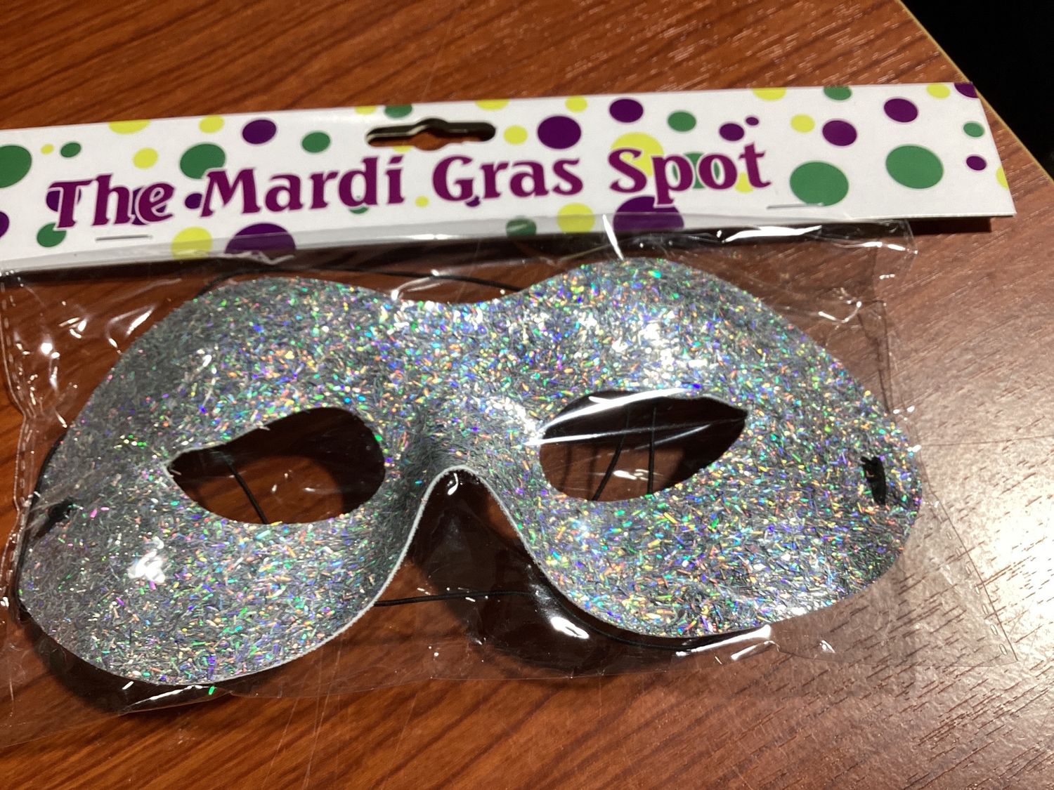 Silver Metallic Glittered Mask with Elastic Band (Each)