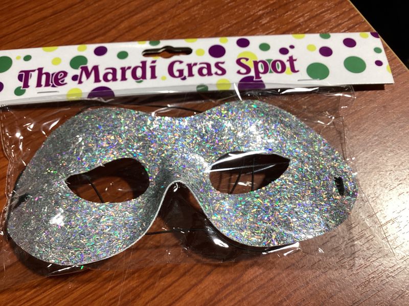 Silver Metallic Glittered Mask with Elastic Band (Each)