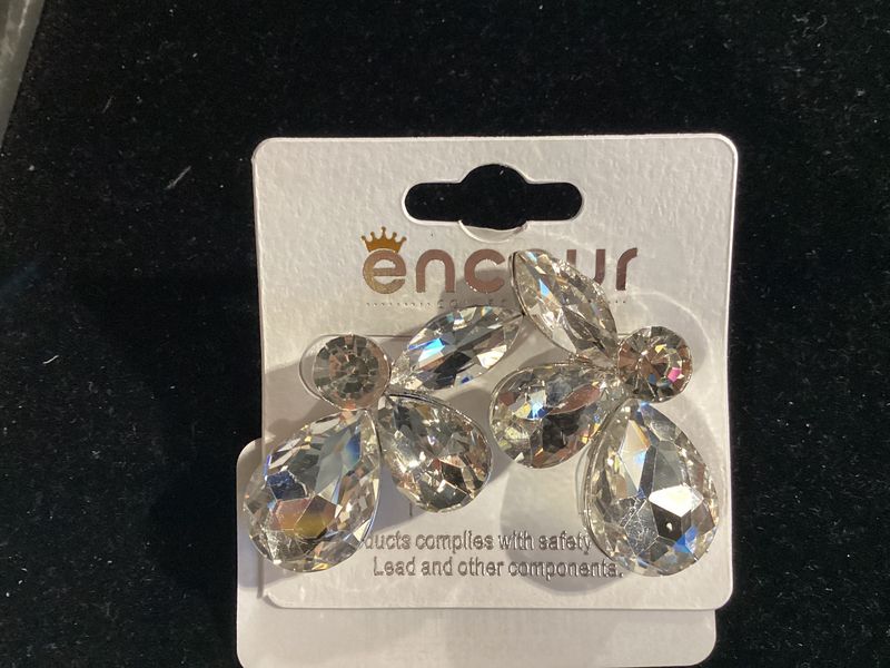 Silver/Clear, teardrop &amp; marquise rhinestone earring