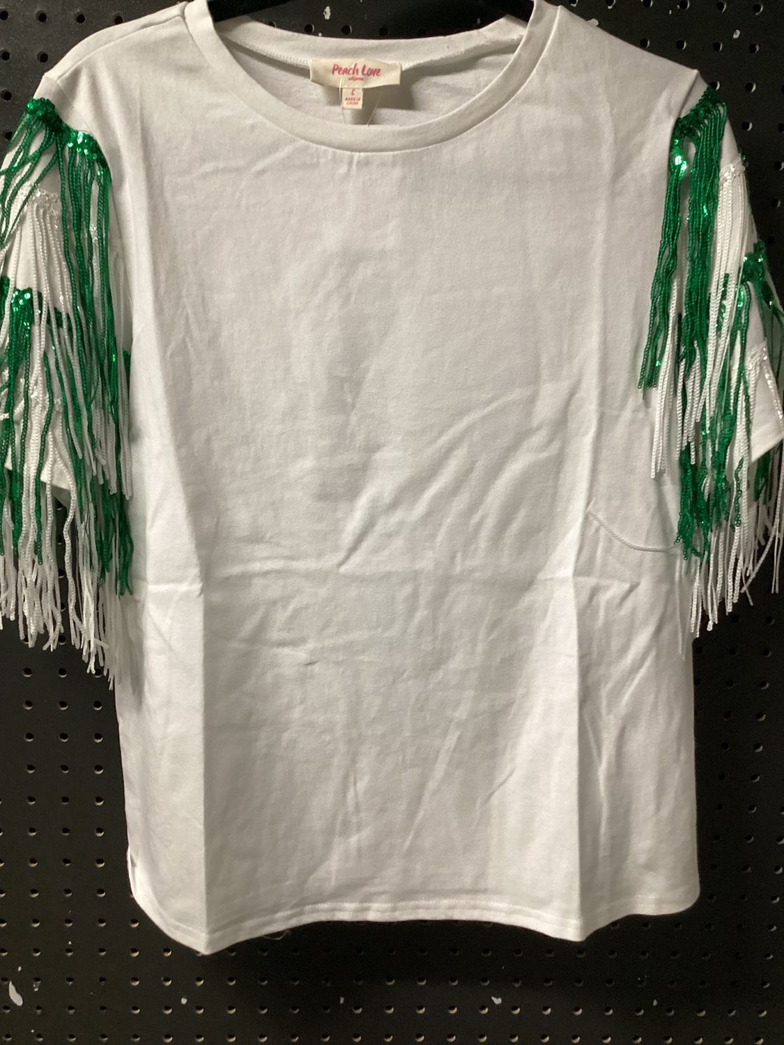 St. Patrick's Multi Color Fringe White Top - Large (Each)