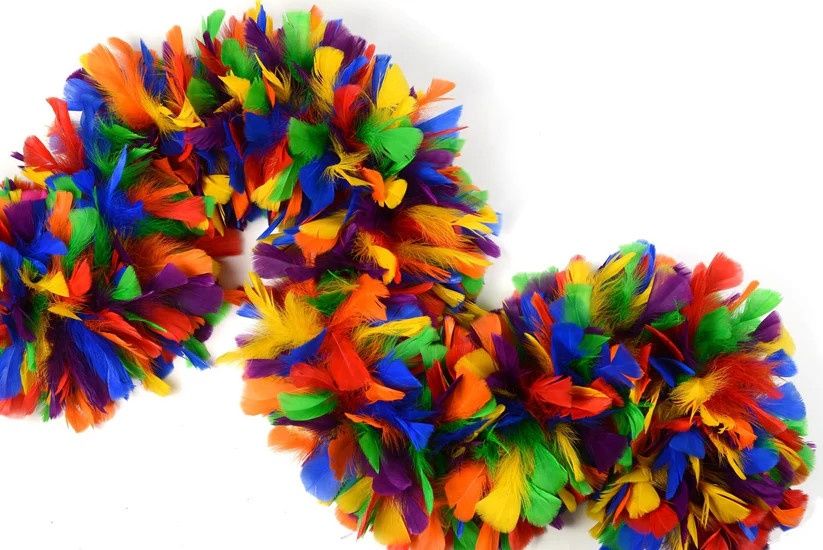 Turkey Feather Boa 10-14" - Rainbow Mix