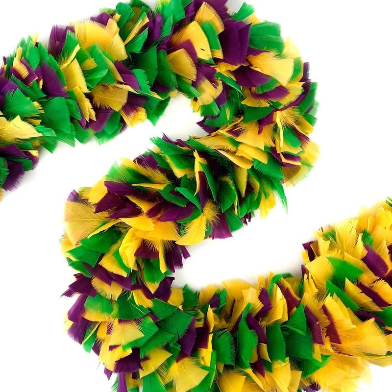 Turkey Feather Boa 6-8&quot;- Mardi Gras Mix