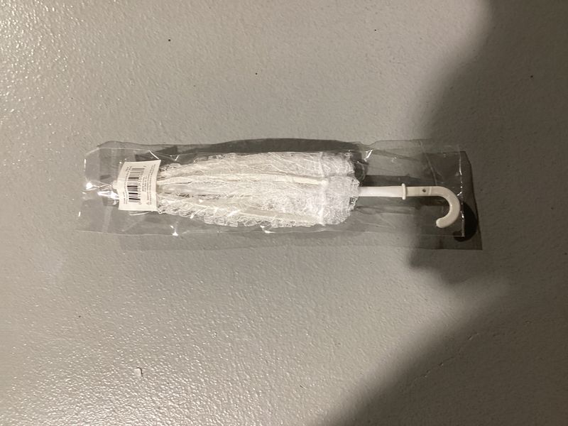 White Lace Umbrella with Lace Ruffle 6&quot; (Each)