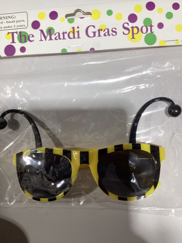 Yellow and Black Bee Sunglasses with Antennae with Clear Lenses (Each)