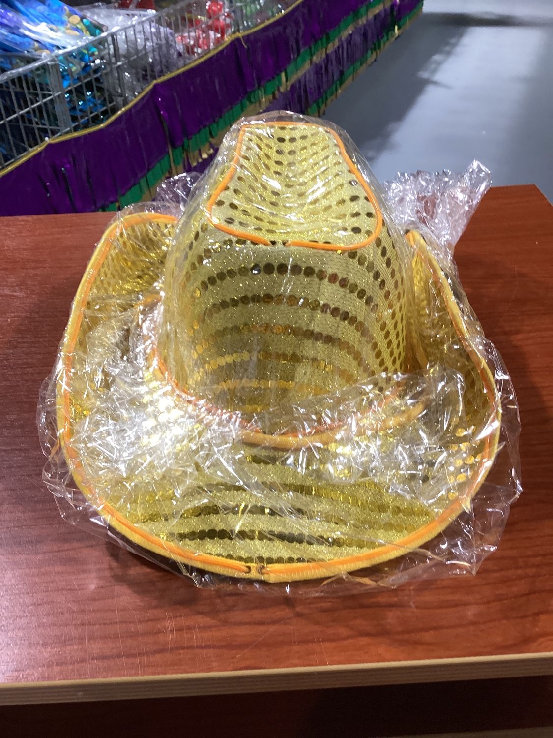 Yellow Sequin LED EL Wire Cowboy Hat (Each)