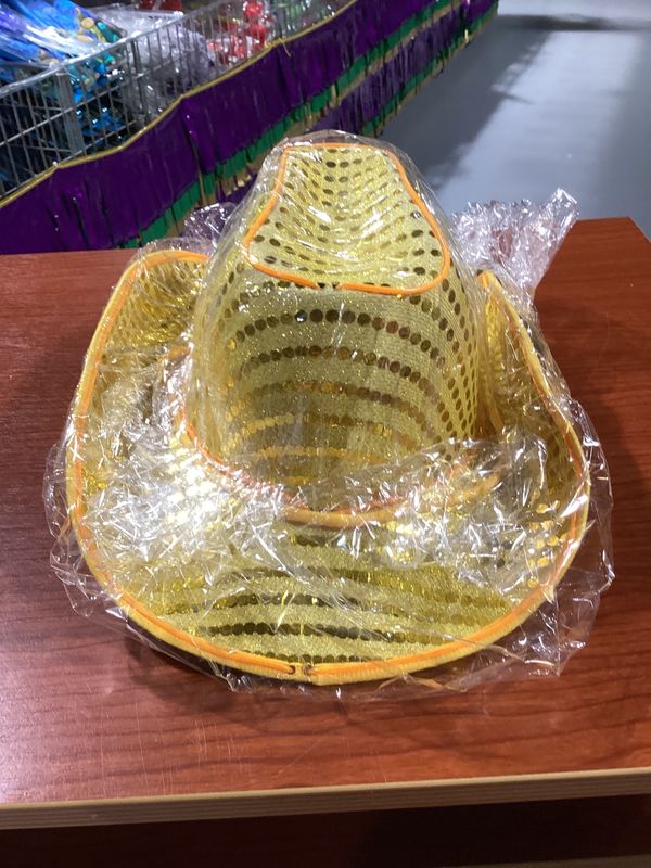 Yellow Sequin LED EL Wire Cowboy Hat (Each)