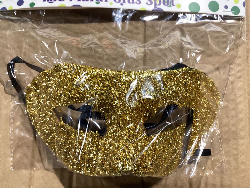 Yellow Hard Plastic Crinkle Mask with Ribbon Tie (Each)