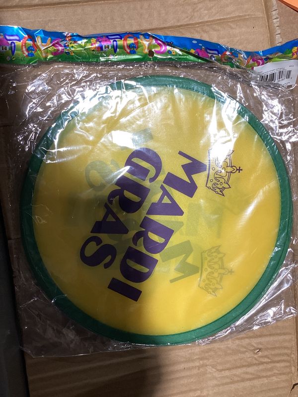 Yellow Flex Frisbee with Purple Mardi Gras Logo and Crown (Pack of 6)