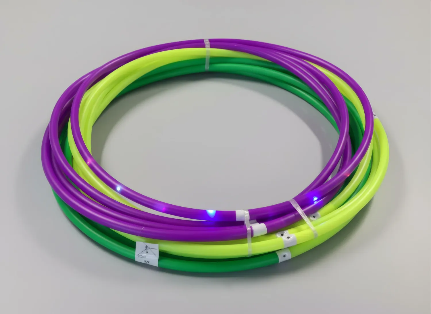 27.5" LED Hula Hoop with 3 Modes - Purple, Yellow, Green (Dozen)
