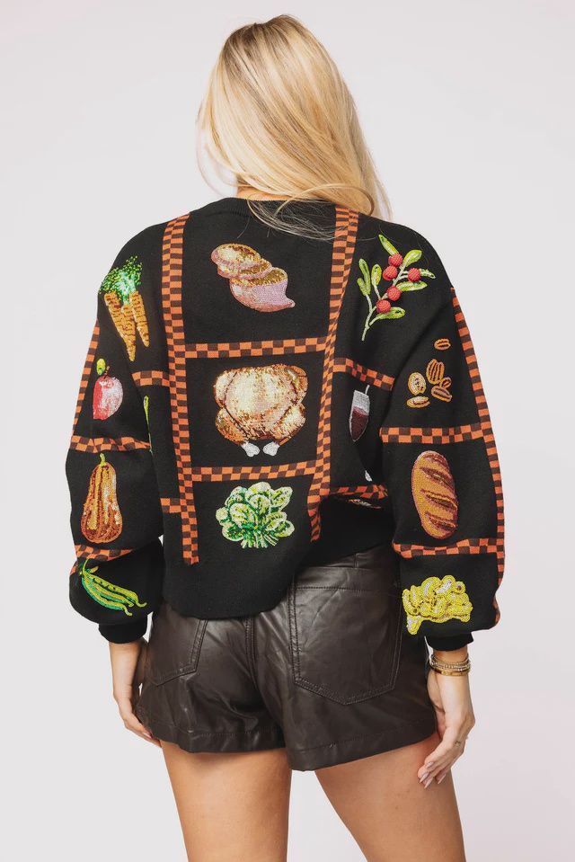Black Checkered Thanksgiving Icon Sweater