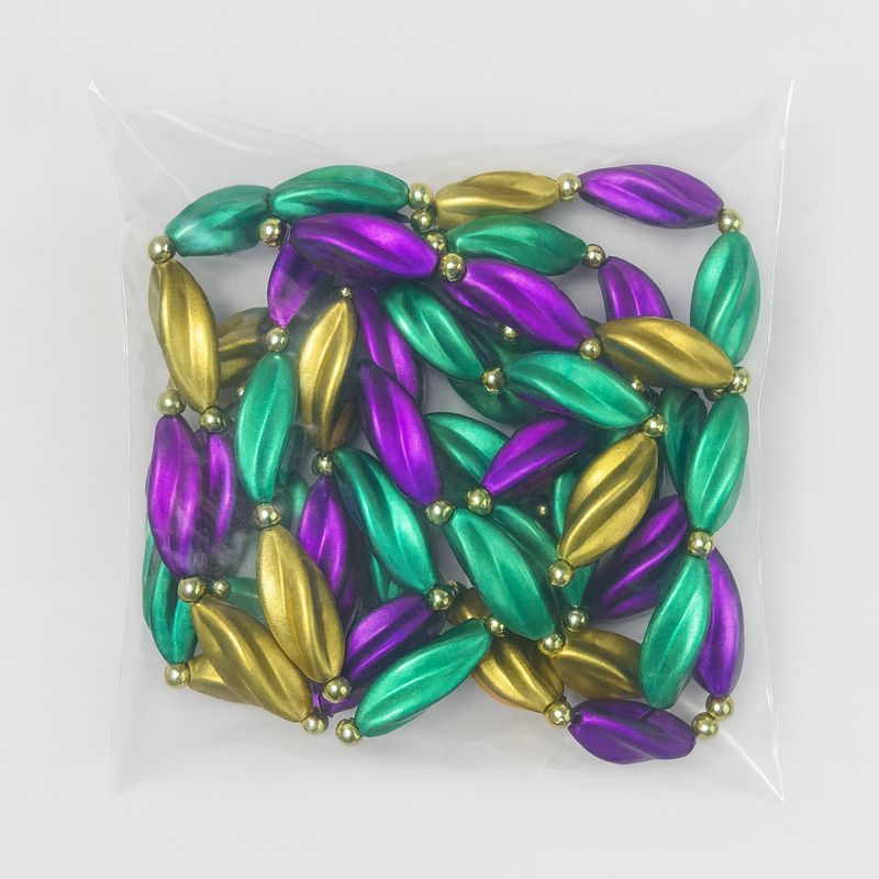 7&quot; Swirl Purple, Green and Gold Mardi Gras Bracelet (Dozen)