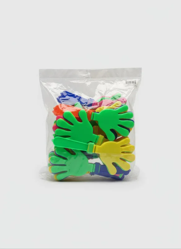 7.5" Assorted Color Mini Hand Clappers (Pack of 12)