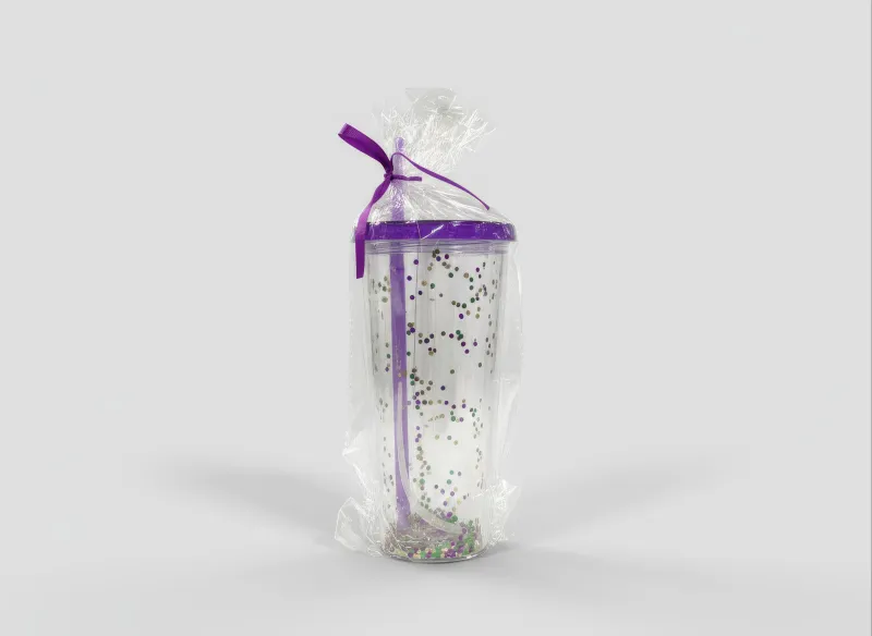 22oz Purple, Green and Gold Confetti Tumbler (Each)