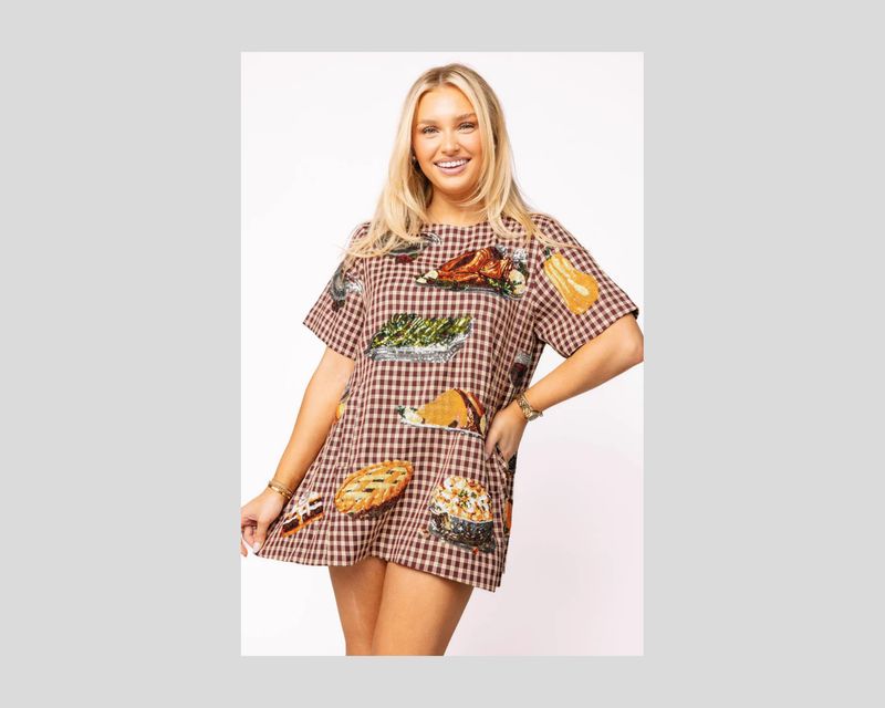 Maroon Queen of Turkey Short Sleeve Dress