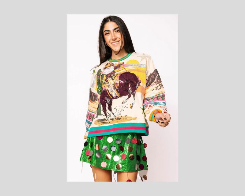 Multi Vintage Cowboy Santa Sweatshirt