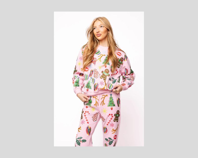 Light Pink Christmas Icons Sweatshirt