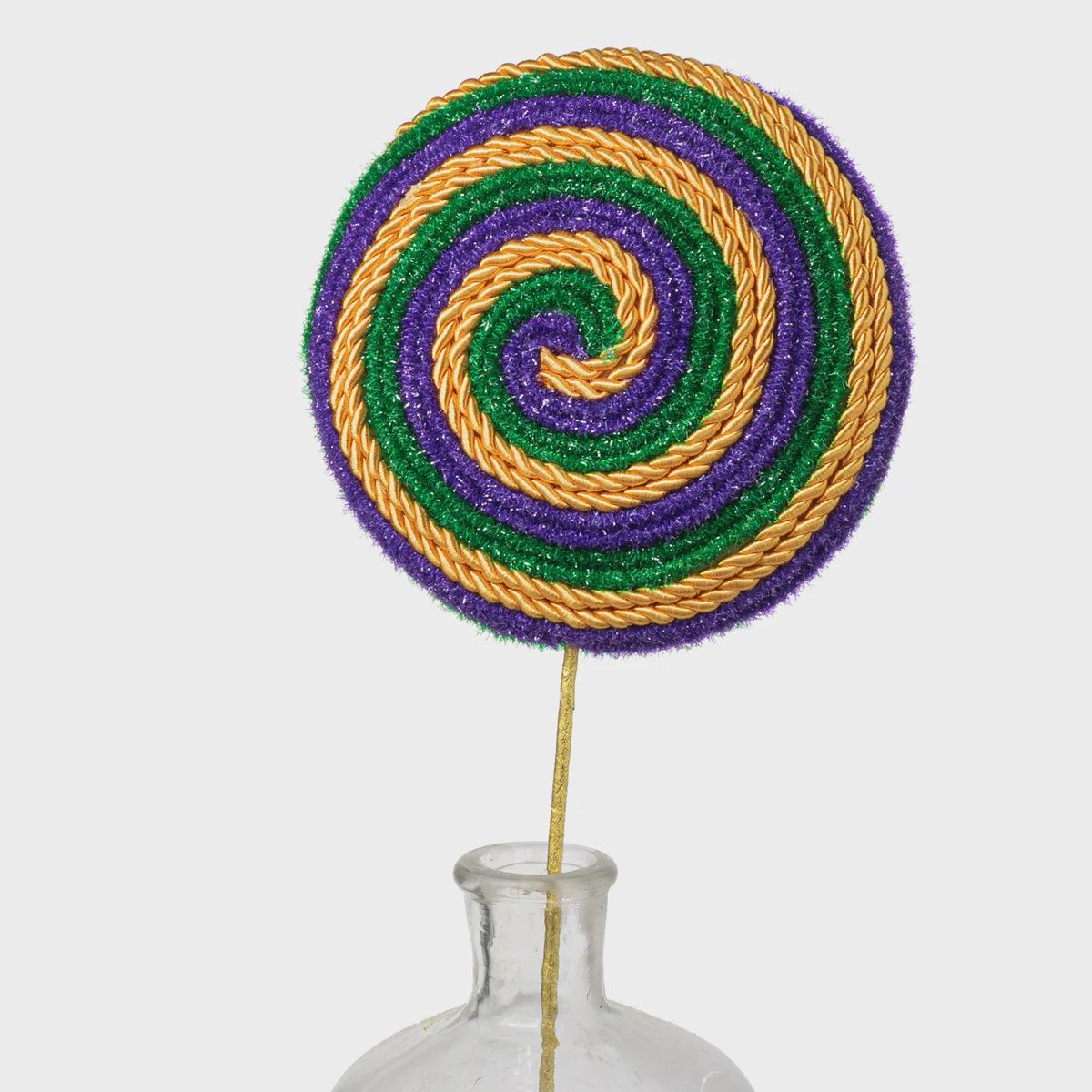 20" Rope Stripe Lollipop Pick: Mardi Gras
