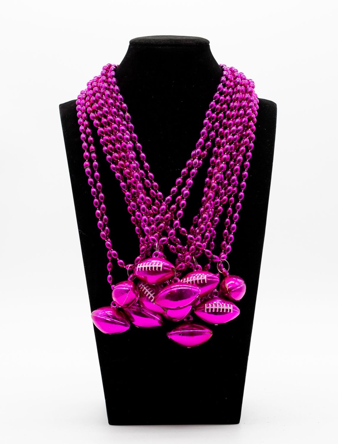 33" 6 x 9mm Oval Pink Bead with Football Pendant (Dozen)