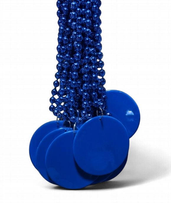 33" 7mm Metallic Blue Bead Necklace with 2.5" Blue Disc (Dozen)