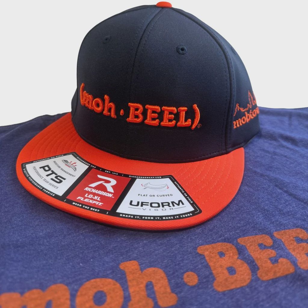 (moh-BEEL)® Performance Hat - Navy/Orange