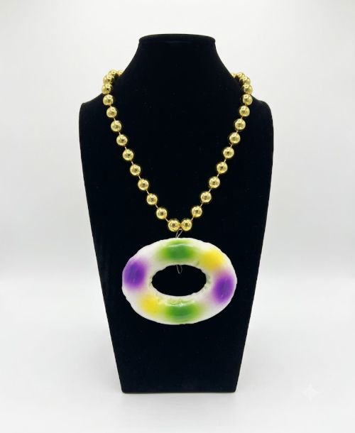 36" 12MM Purple, Green and Gold Assorted Necklaces King Cake Medallion (Dozen)