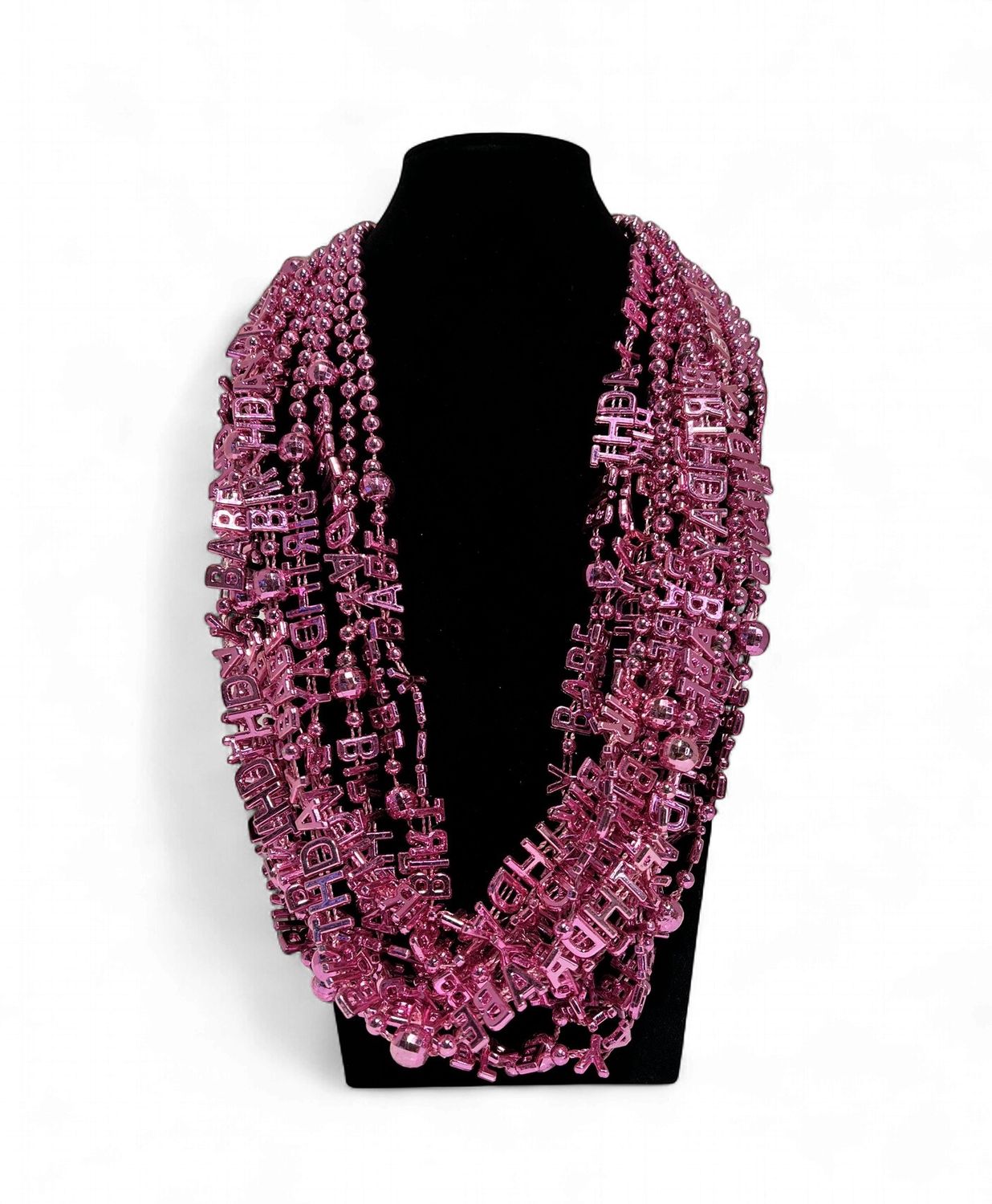 36" Birthday Babe Bead Necklace - Metallic Light Pink (Dozen)