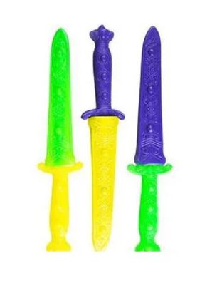 10.5" Purple, Green and Yellow Plastic Sword (Dozen)
