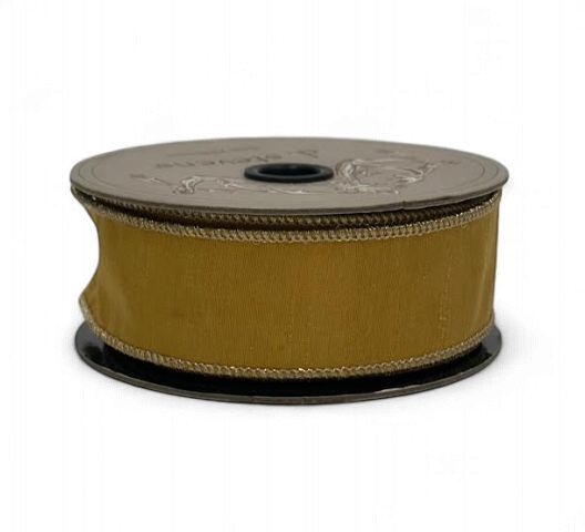 1.5” x 10yds metallic ribbon, gold
