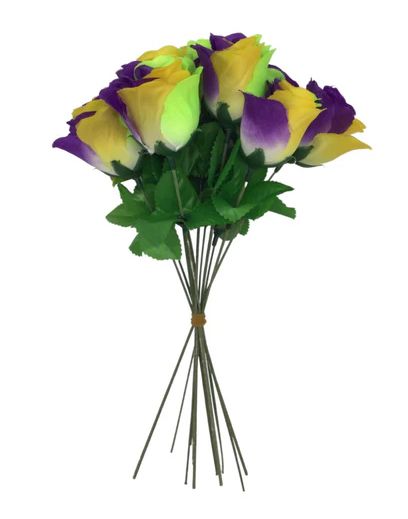 11" Mardi Gras Faux Rose (Dozen)